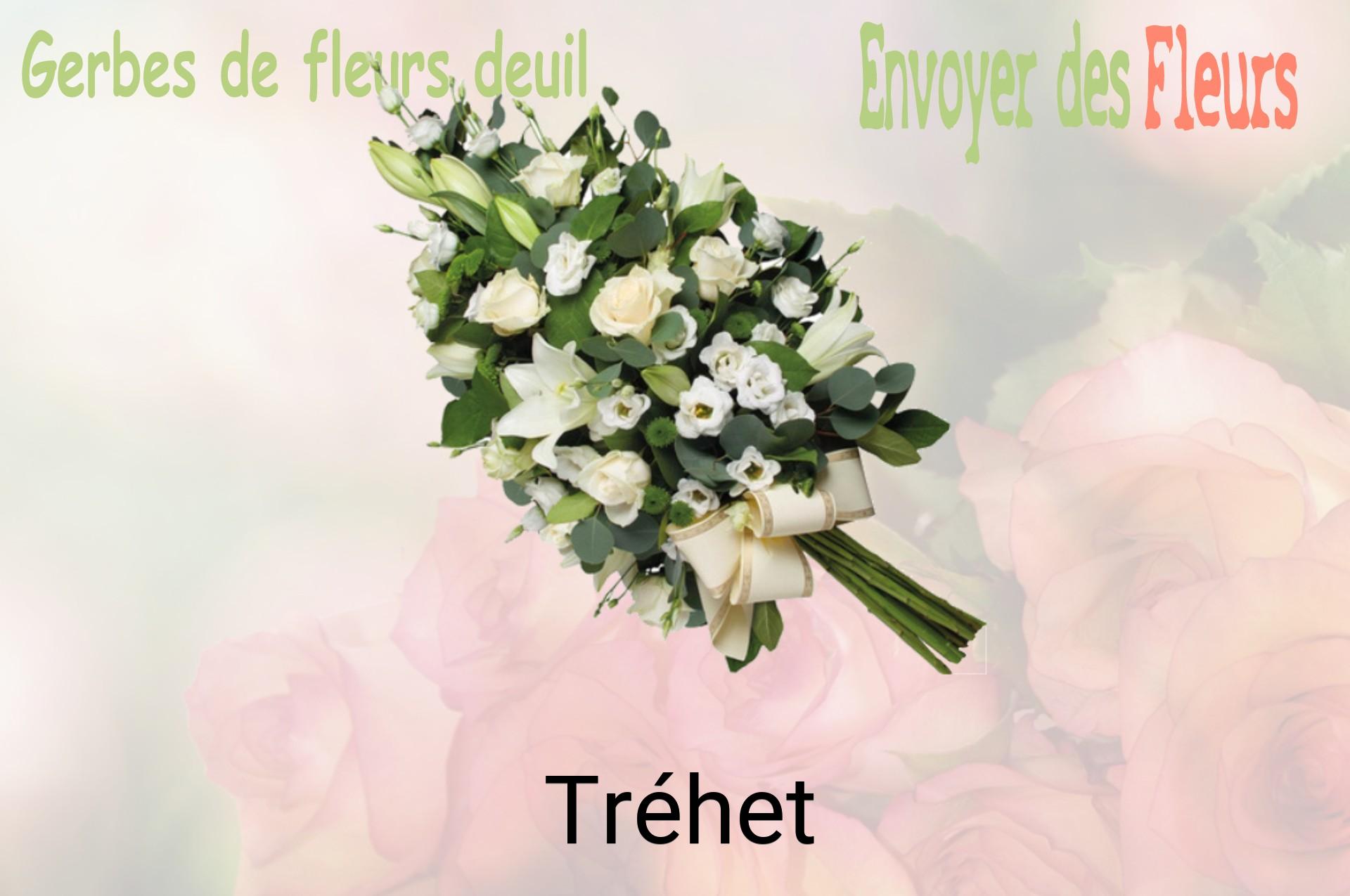 Gerbe de fleurs de deuil livrée à Tréhet